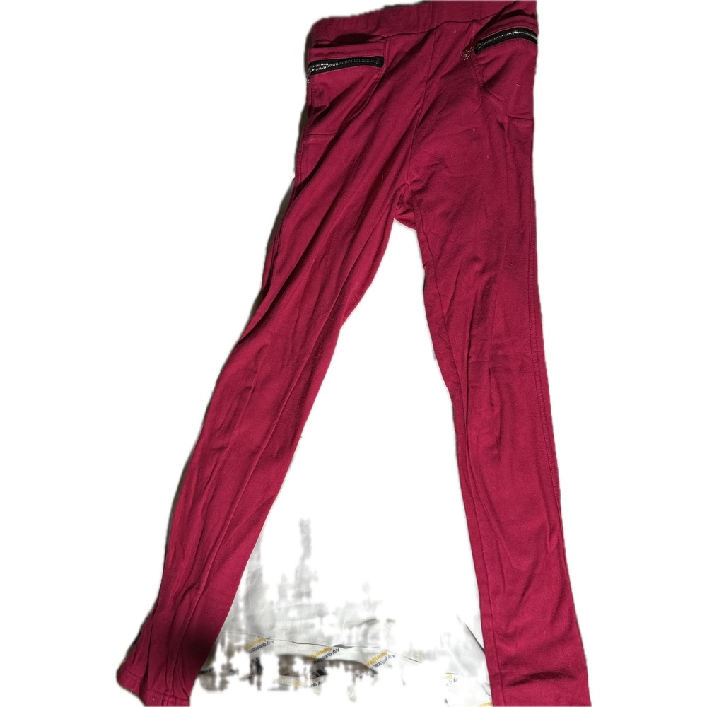 XJ.BOOST Magenta Pink Zipper Detail‎ Fleece Lined Leggings One Size OS Womens